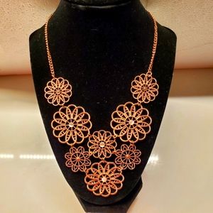 Rose gold floral statement necklace